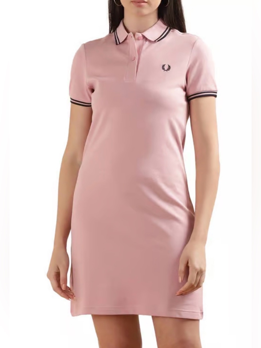 FRED PERRY Women Pink Twin-Tipped Logo Dress Size 4 Preppy Tennis Prep Sporty